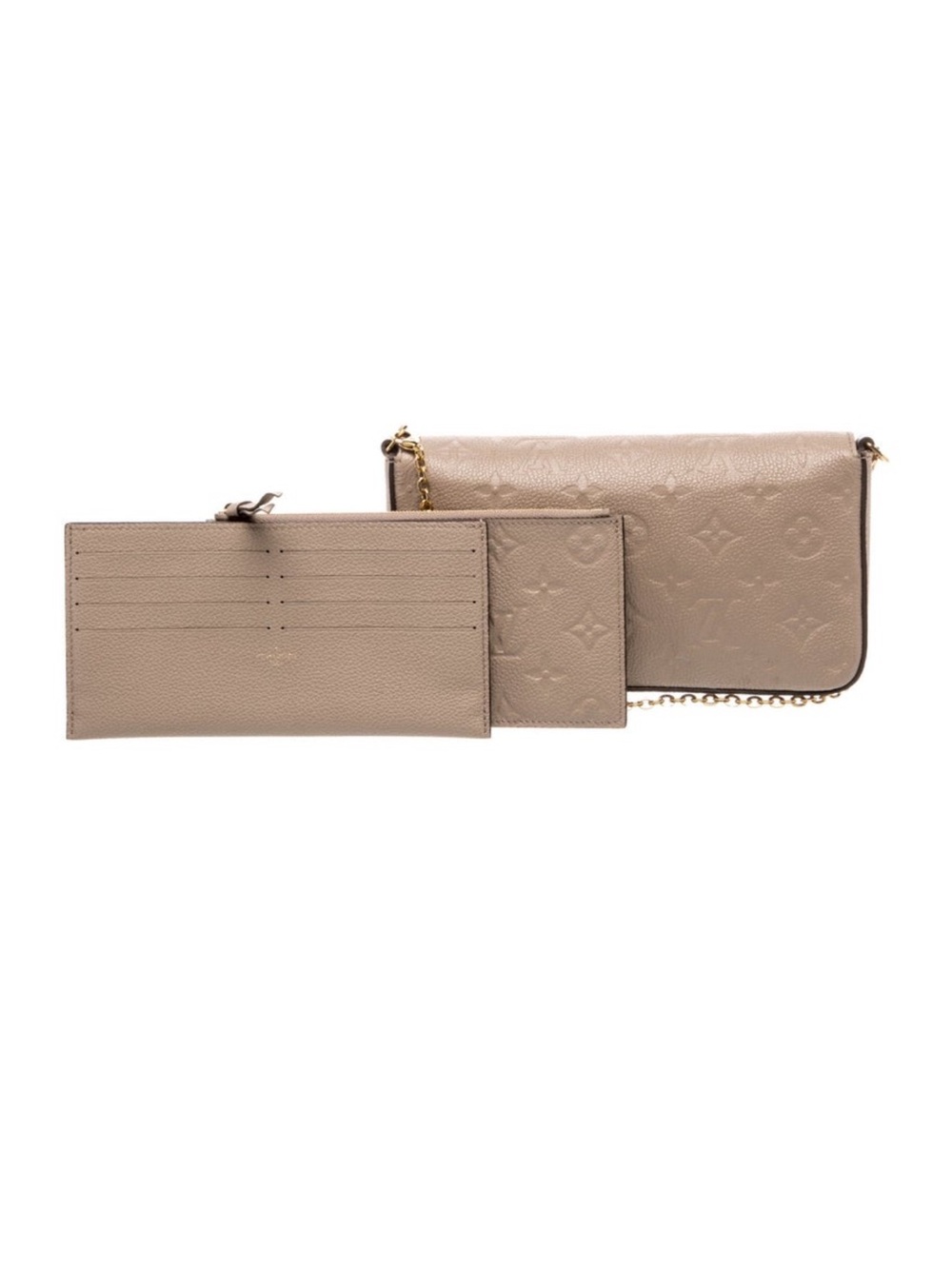 Louis Vuitton Taupe Embossed Monogram Envelope Crossbody with Gold Chain - Picture 5 of 6